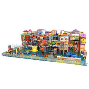 Colorful castle theme indoor home playground slide children building block inside kids playhouse indoor