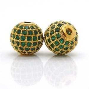 Colorful cz stone ball round copper metal beads for bracelet findings