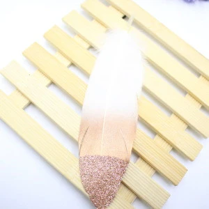 Colorful Gold Dipped Feather in Bulk for Craft Party Decoration Goose Feathers 12pcs/pack