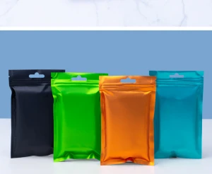 Colorful three side seal sealing bag clear plastic matt aluminum foil food bag with zipper