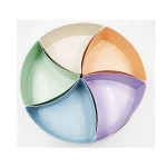 Colourful flower shape Food Grade Wheat straw plastic food container box Nuts Dried fruit plate snaker candy tray with lid