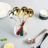 Creative 304 Stainless Steel Fashion Small Round Spoon Colorful handle Korean Style Spoon