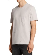 Custom apparel crew neck short sleeves small hole single pocket distress t tee shirt men