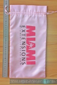 Custom baby pink silk satin hair stylist travel bag hair extensions packaging bags