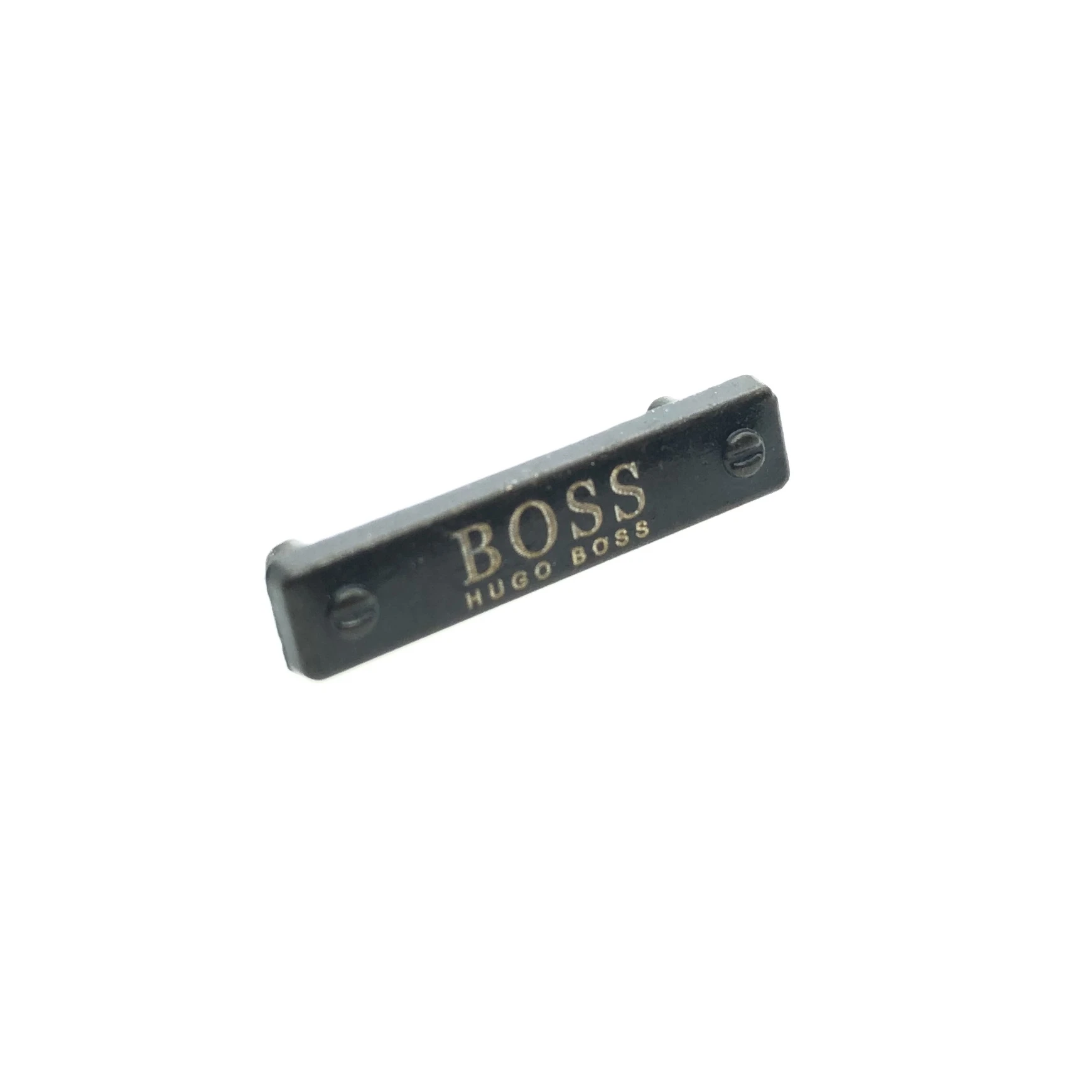 Custom Brand Rectangle Black Hardware Boss Letter Metal Label Hanging Clothing Tag
