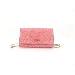 Custom Design Promotional Colorful PU Pink Clutch Dinner Party Chain Bags Latest Evening Bag For Women