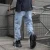 Import Custom logo Man Cargo Jean Hip Hop Multi-pocket Skinny Jeans Straight Leg Drawstring Stretch Denim Pant from China