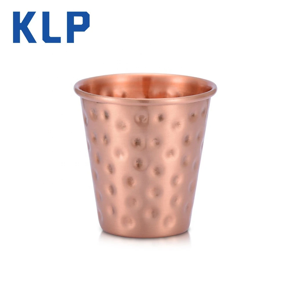 Custom-made exquisite anodized copper cups, mini round-sided copper cups for bars, copper wine glasses with hammer points.