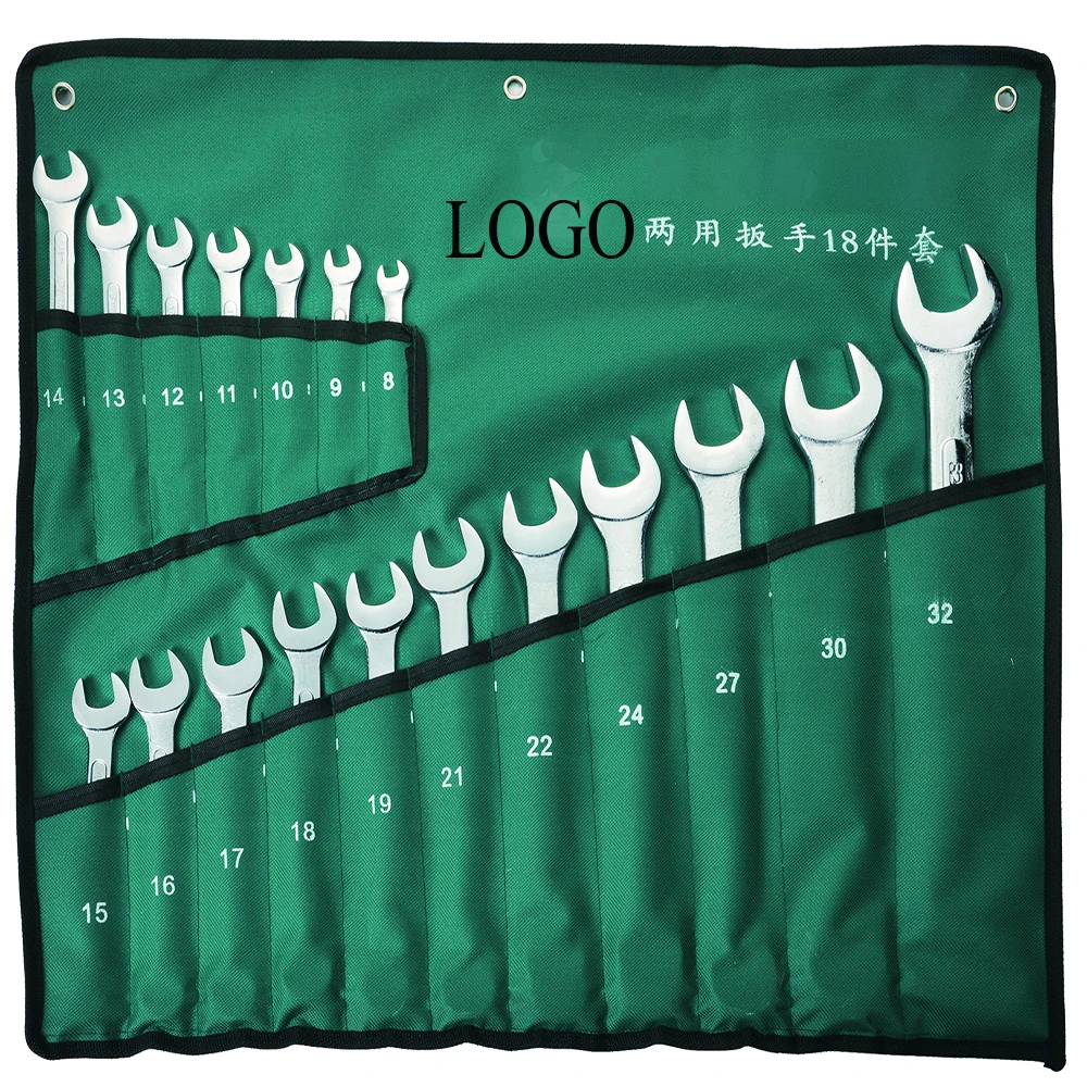 custom oem 18 pcs hardcover metric combination wrenches tool set with logo maufacturer