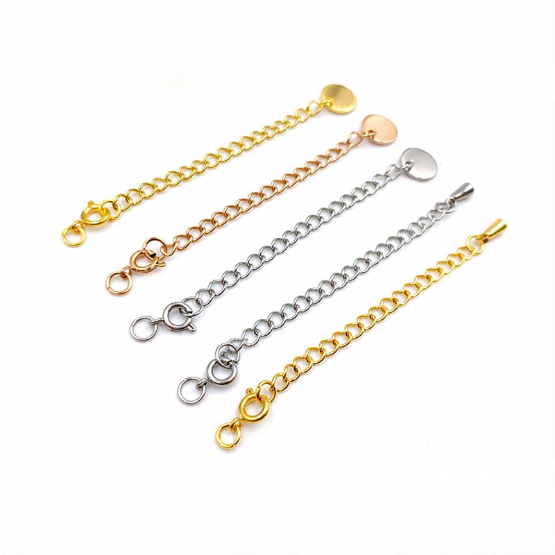 Custom Tail Chain with DIY Jewelry Accessories Gold Silver Stainless Steel Necklace Extender Chain 5cm