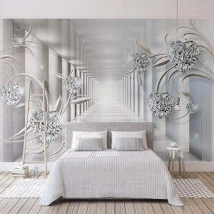 Custom Wall Mural Photo Wallpaper Non-woven 3D Abstract Space Flower Pattern Diamond Jewelry Living Room TV Backdrop Home Decor