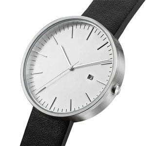 Custom Your Logo OEM Simple Style Men Women Wristwatches with Genuine Leather Strap