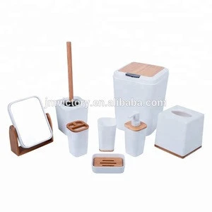 Customized Modern Hotel Plastic Bamboo Bathroom Accessories Set