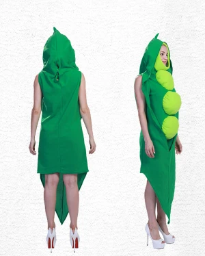 Customized Wholesale Lovely Lady Dress Up Green Food Peas Siamese Costume