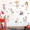 Cute cartoon design Alpaca rainbow English wall sticker children room decoration sticker removable wall decal