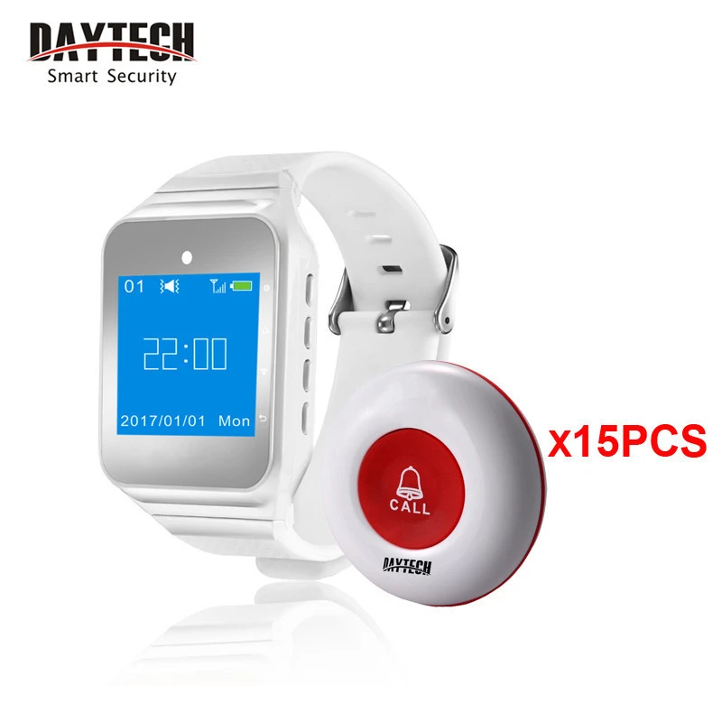 DAYTECH Wireless 300M Long Range Distance Call bell System Wrist Watch Pager for Restaurant Coffee Bar Club