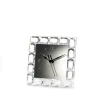 DIAMOND ELEGANT TABLE CLOCK HAND MADE IN CLEAR CRYSTAL AND SILVER PLEXIGLASS