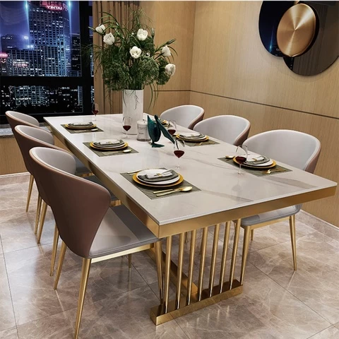 Dining room furniture rectangular luxury dining table set modern marble dininng table and chair restaurant dining tables