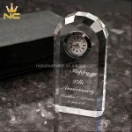 Domed Diamond Cut Wedding Souvenirs Guests Crystal Clock Gift