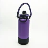 Double wall stainless steel thermal insulated sports water bottle with silicone pat and nylon slings bag