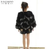 EACHOO wholesale winter warm girl real fur coats multicolor children clothing baby tops cute kids outerwear jacket