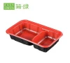 Easy Green Plastic Takeaway Packaging Microwavable Disposable Food Containers PP Lunch Box With 2 Compartments