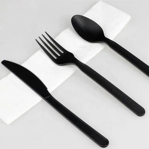 Econewleaf Colorful Disposable Napkin Plastic free Eco Friendly CPLA Cutlery Strong ODM Cornstarch Flatware Set Knife Fork Spoon