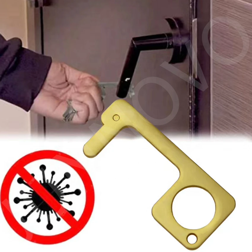 EDC door opener sanitary non touch anti bacteria door opener key artifact metal keychains wholesale
