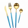 Elegant stainless steel knife spoon fork 4 pcs cutlery set with blue handle