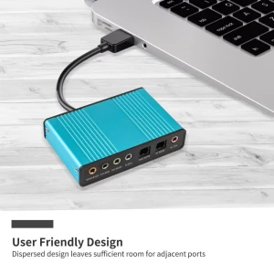 Eonline Professional Audio Card Converter  Chipset for Laptop Desktop USB Sound Card 6 Channel 5.1 Optical External