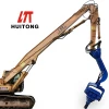 Excavator mounted pile driver with high power