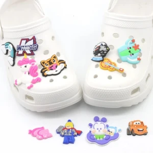 Factory custom-made clog shoe charm pvc soft glue charm decoration 2d cartoon diy accessories