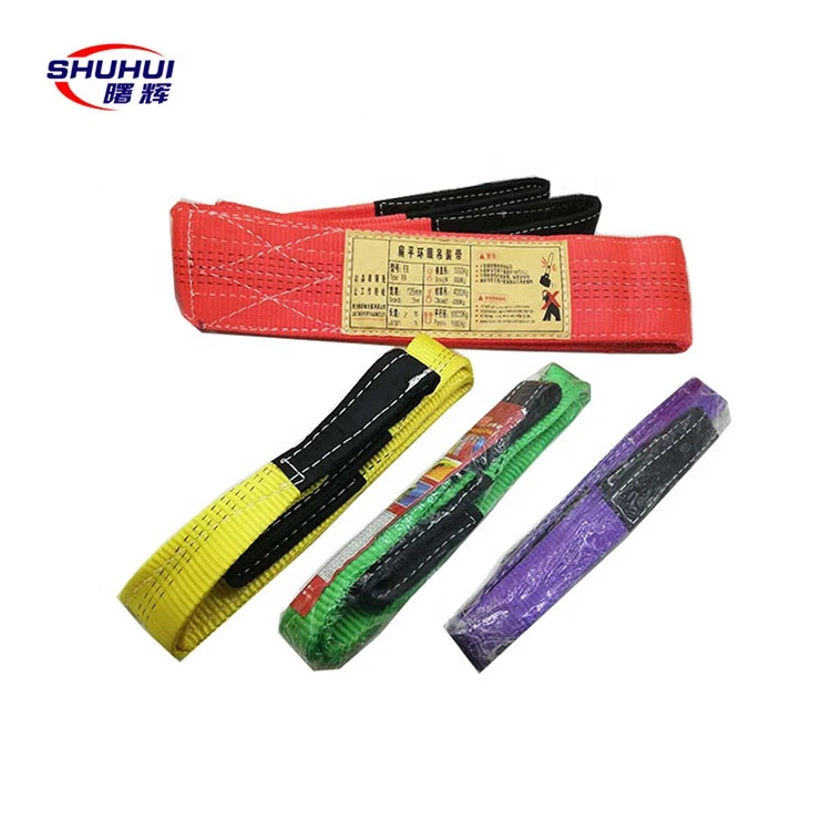 factory direct high quality polyester round and flat webbing lifting sling belt