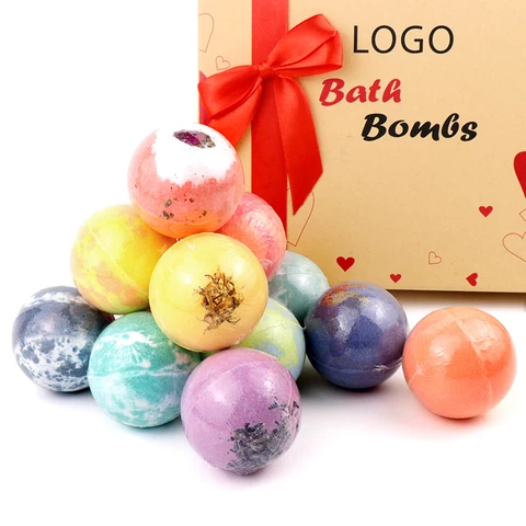 Factory OEM Customized Wholesale 100% Natural Ingredients Bubble Bath Bombs for Women Gift Set 12 Pcs Bathbombs
