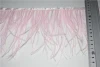Factory pink ostrich trim fluffy feather trimming with satin ribbon tape