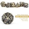 Factory Wholesale Hollow Dragon Metal Dice Set Polyhedral DND Dice for RPG Games DND Gifts