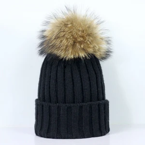 Fashion Female Ball Cap Pom Pom Winter Hat For Women Thick Knitted Beanie Hat