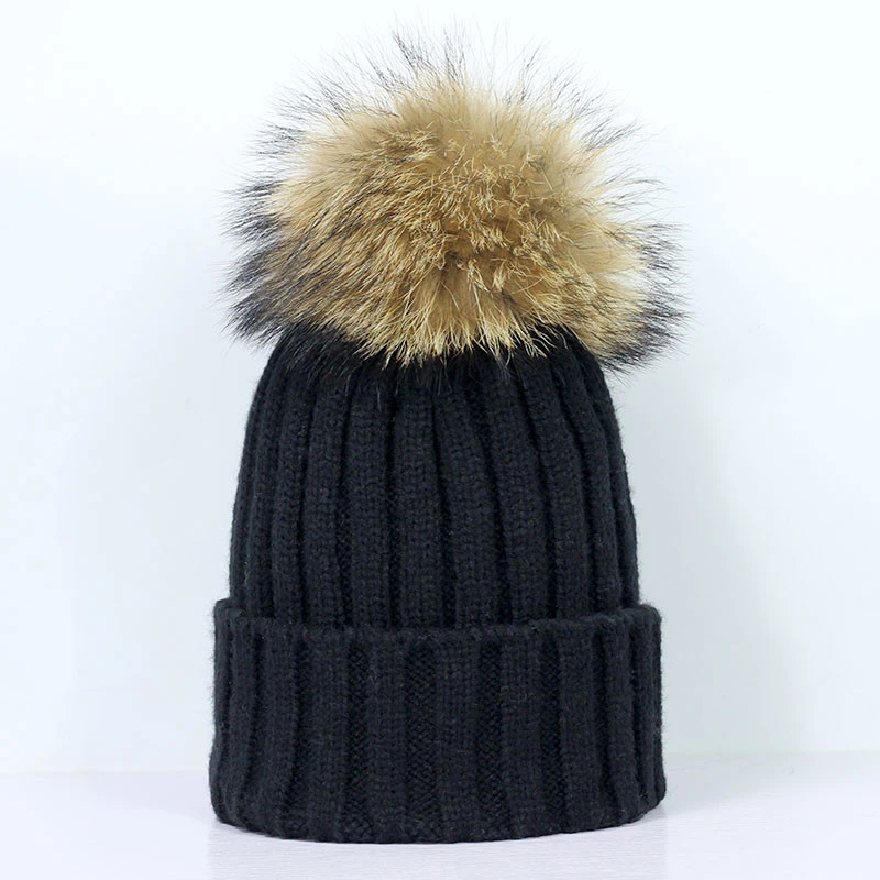 Fashion Female Ball Cap Pom Pom Winter Hat For Women Thick Knitted Beanie Hat