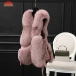 Fashion Fox Fur Waistcoat Winter Thick Long Gilet Fur Vest For Women Lady Girls