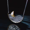 Fashion Moving Sailboat silver hawaiian necklace