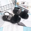 Fashion Simple Double Row Mink Fur Thick Sole Sandals Woman Indoor Outdoor Wear Slipper Shoes