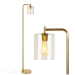 Floor Lamp for Living Room Bedroom Standing Industrial Light with Hanging Glass Lamp Shade/Vintage Tall Pole Downlight