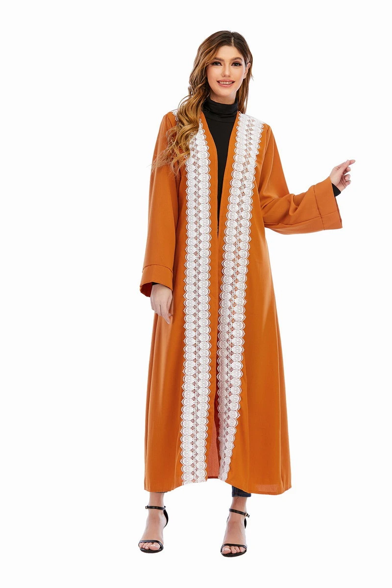 Foma Dresses 846 middle east turkish robe islamic women clothing muslim abaya with lace plus size fashion maxi dress