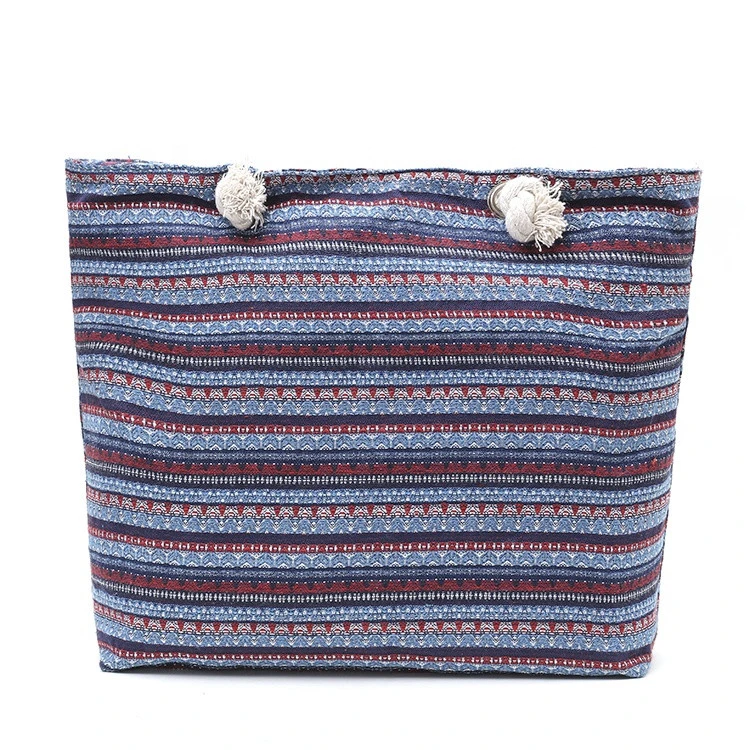 For Women Custom Logo Cloth Lining Straw Lining Striped blue storage fashion urban shopping bag shoulder bag