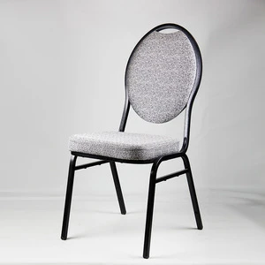 Foshan factory cheap price used  Iron steel metal oval round back hotel banquet hall chairs