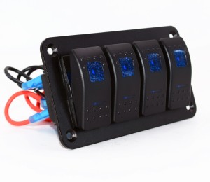 Four Gang Rocker Switch Panel with LED Light for Car Marine Boat