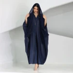 Free size shiny satin fabric simple style batwing sleeve plain color dubai UAE Turkey islamic women abaya caftan