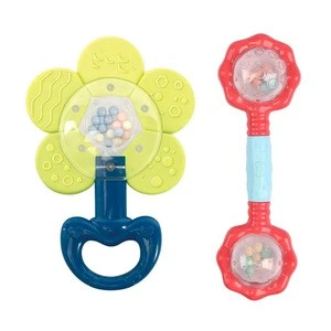 Funny Safe Early Educational Infant Plastic Shaking Soft Hand Teethers Toys Baby Rattle
