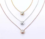 GIGAJEWE 1.0ct 18K Rose gold/White gold Bezel Set Necklace Moissanite jewelry fashion necklaces wholesale women jewelry pendant