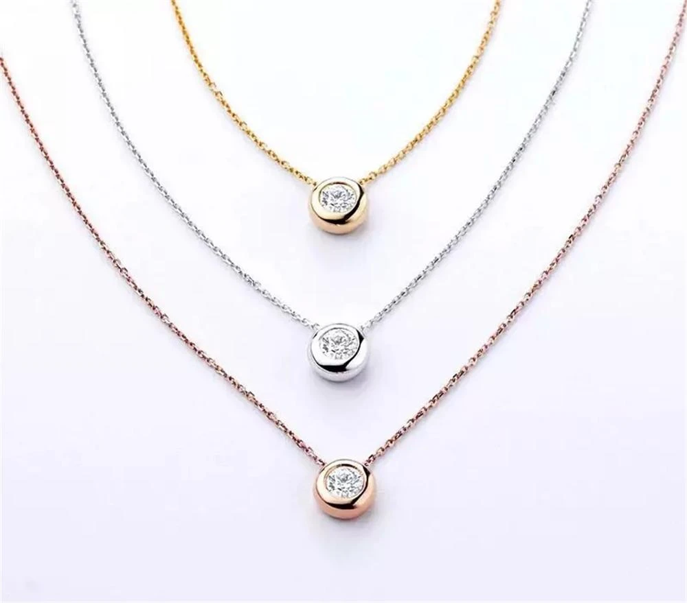 GIGAJEWE 1.0ct 18K Rose gold/White gold Bezel Set Necklace Moissanite jewelry fashion necklaces wholesale women jewelry pendant